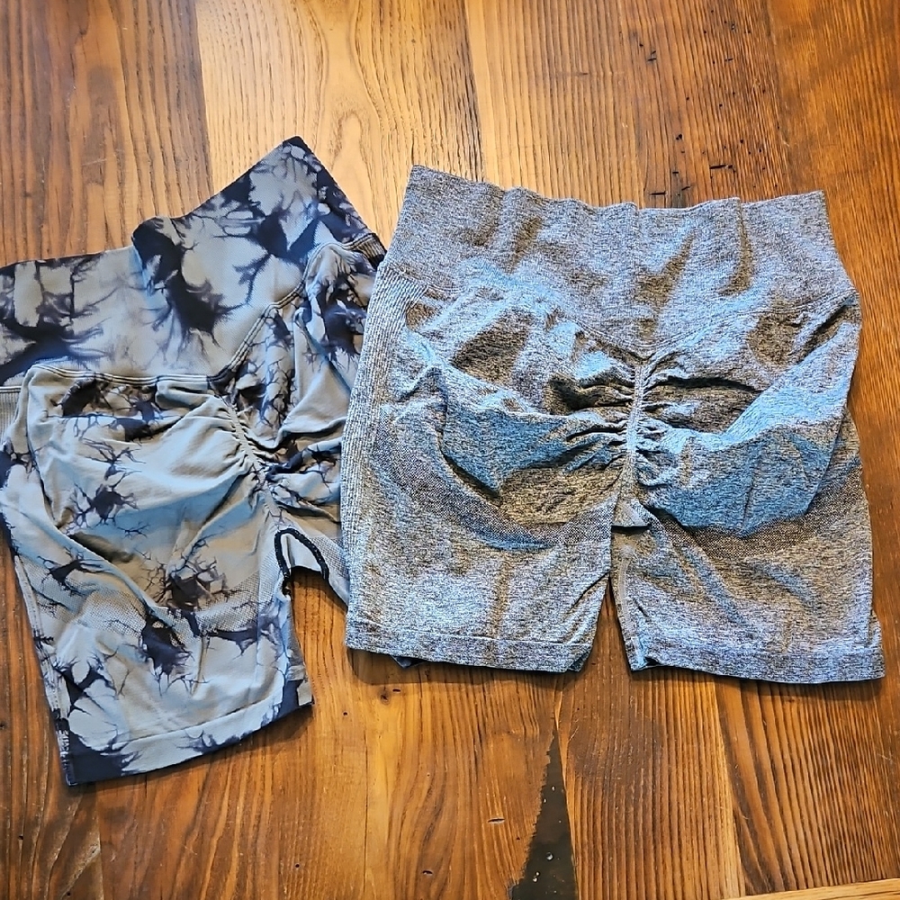 Stylish Tie-Dye and Gray Ruched Shorts Bundle